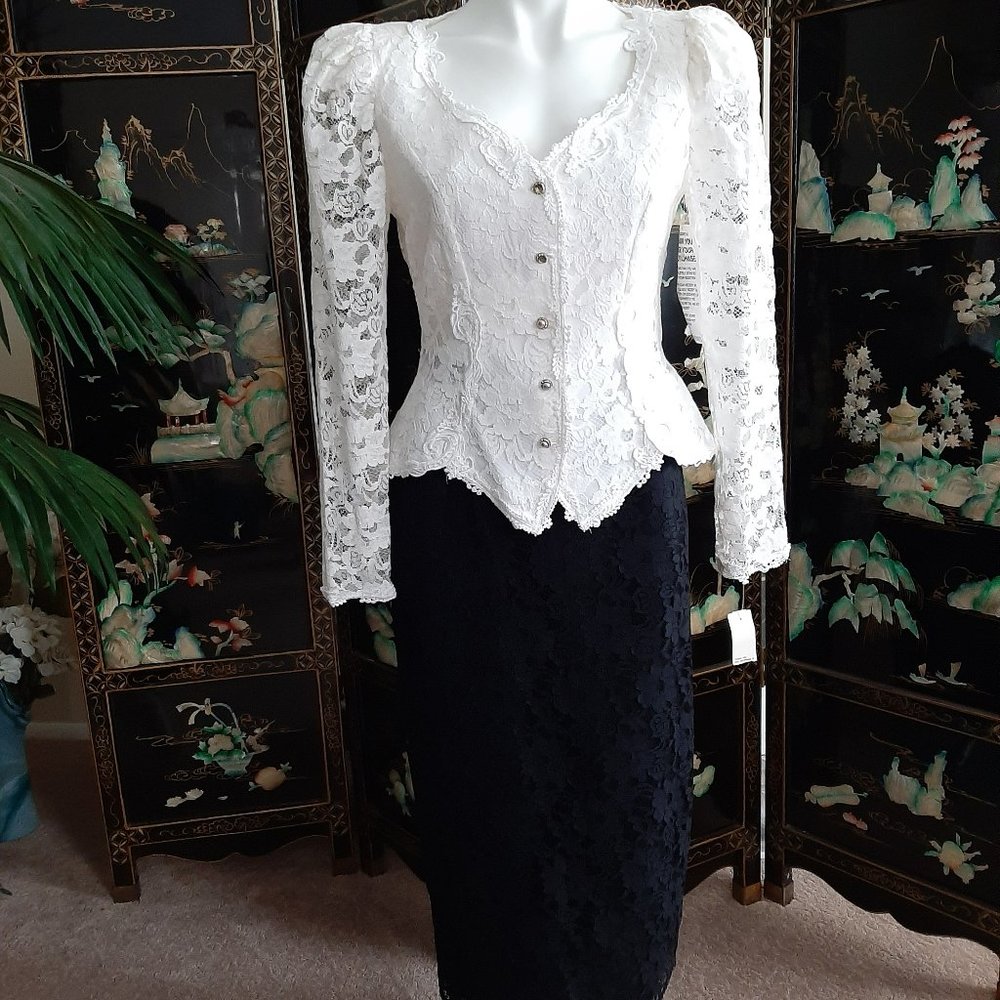 Vintage Cachet Lace Skirt Suit